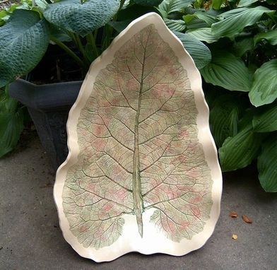 Custom Made Huge Ceramic Leaf Bowl Sculpture From Real Leaf With Watercolor Glaze By Faith Ann Of Fao