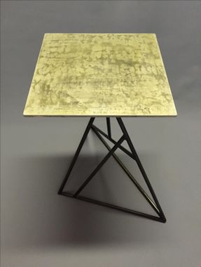 Custom Made Abstract Metal End Table W/ Blackened Steel