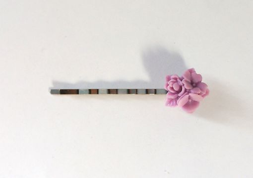 Custom Made Hairpins With Lavender And White Chrysanthemum Bouquet