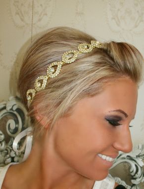 Custom Made Gold Teardrop Rhinestone Bridal Headpiece
