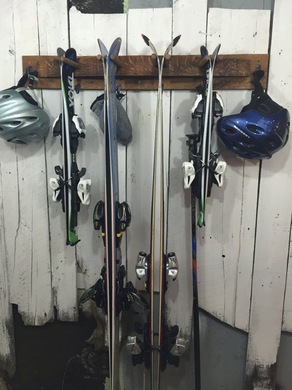 Handmade Rustic Ski Rack, Napa Valley Wine Barrel Staves, Reclaimed