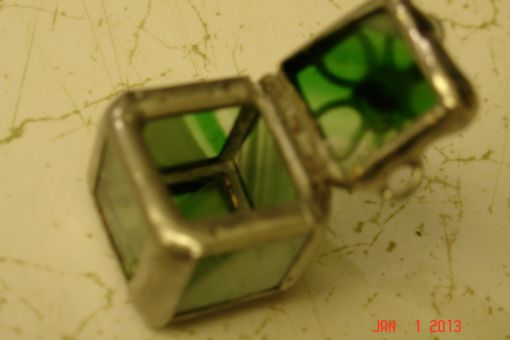 Custom Made Micro Mini Stained Glass Hindged Box In Green 1/2 X 1/2 Glass Squares