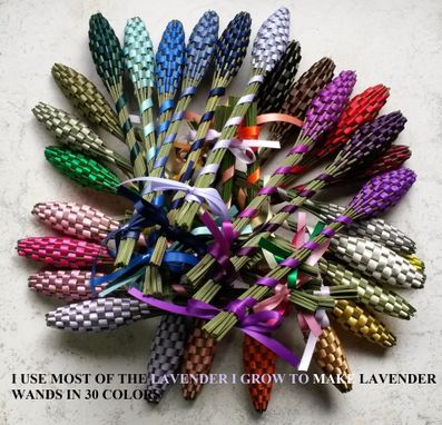 Custom Made Lavender Filled Handwoven Jacquard Wand Basket Embroidered Flowers On Black