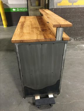Custom Made Steel And Reclaimed Hardwood Reception Desk