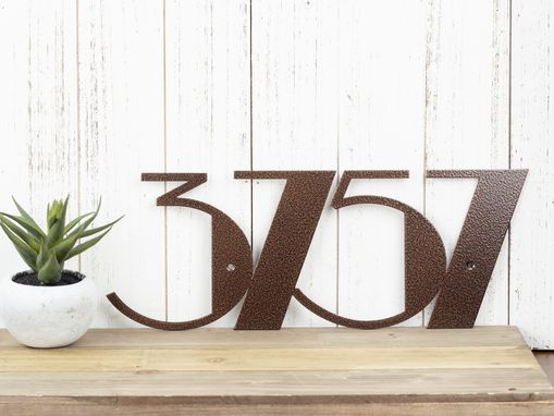 Custom Made Modern House Number Metal Sign - Copper Vein Shown