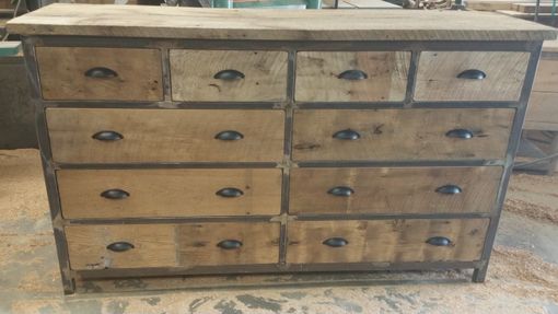 Custom Made Reclaimed 10 Drawer Wooden And Metal Dresser