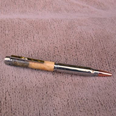 Custom Made 30 Caliber Bullet Wood Pen Of Buckeye Burl  B004