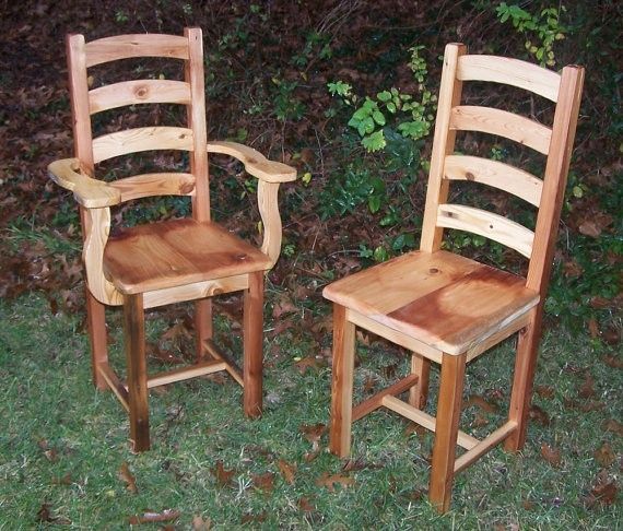 Buy Hand Crafted Arched Slat Yellow Pine Dining Room Chairs, made to