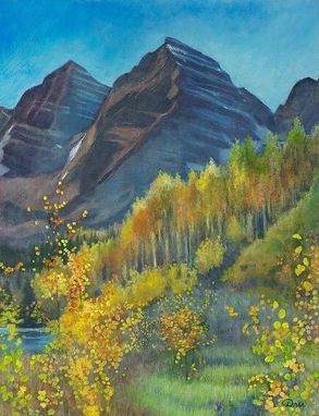 Custom Made Maroon, Gold And Copper (Colorado Fall) Oil Painting - Fine Art Print On Paper (14 1/4