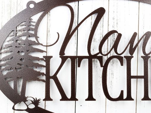 Custom Made Custom Name Kitchen Metal Sign, Pine Trees