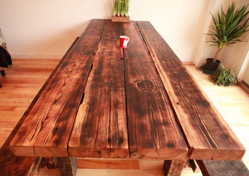 Custom Made Custom Farmhouse Dining Table And Benches For Kitchensurfing.Com