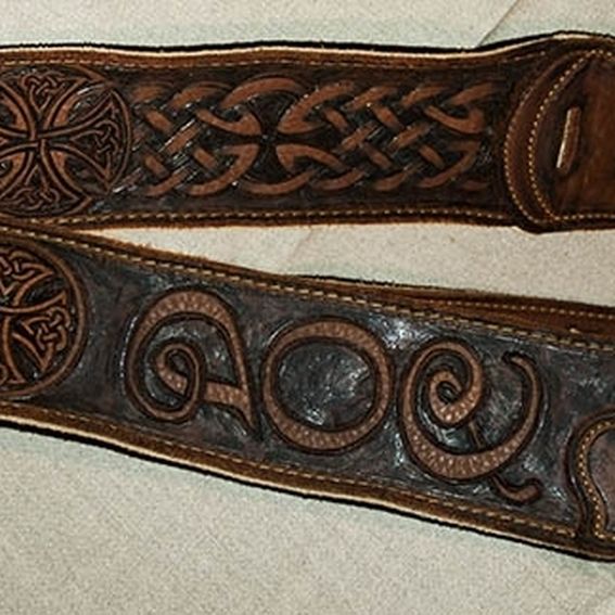 Handmade Personalized Leather Guitar Strap With Name And Artwork In ...