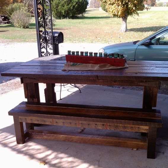 Custom Made Rustic Barn Wood Harvest Table by Born in a Barn ...