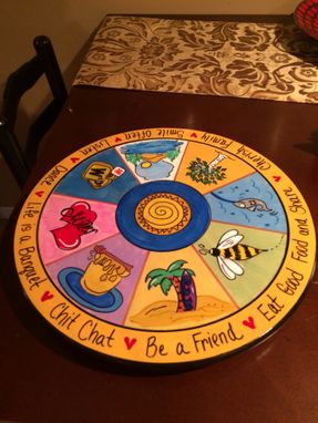 Custom Made Custom Designed And Hand Painted Wood Lazy Susan