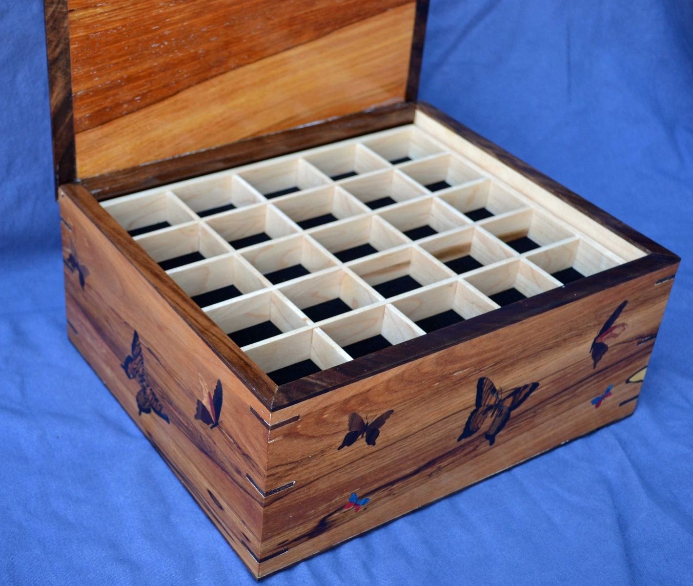 Hand Made Butterfly And Hibiscus Jewelry Box by Dennis Chenoweth