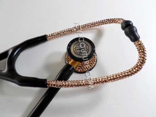Custom Made Crystal Stethoscope Black Tube 24k Rose Gold Swarovski Crystals.