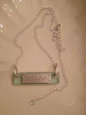 Custom Made Lucite Necklace Nameplate With Silver Plate Personalizled Nameplate