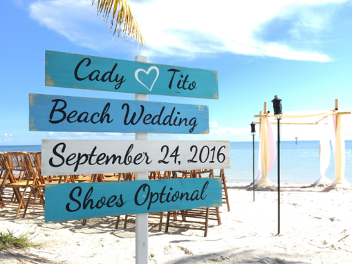 Custom Made Wood Nautical Directional Signs, Shoes Optional, Personalized Wedding Sign