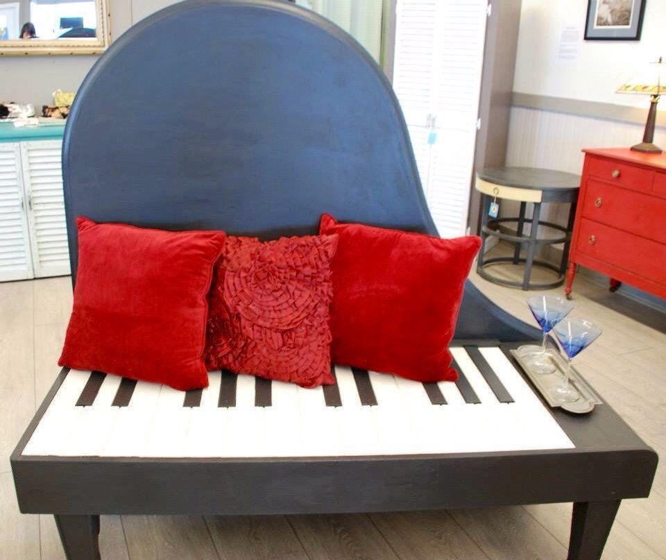 Buy Custom Made Upcycled Piano Bench, made to order from The Crabby
