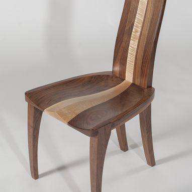 Custom Made Dining Chairs Modern, Solid Wood, Handmade Walnut, Carved Seat, Dining Room, Kitchen, Dining Set