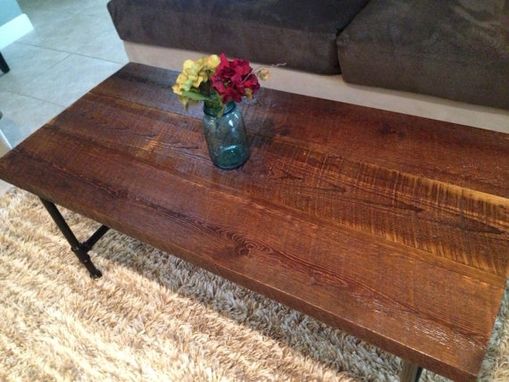 Custom Made 100+Year Old Reclaimed Pine Coffee Table With 3/4" Steel Pipe Legs