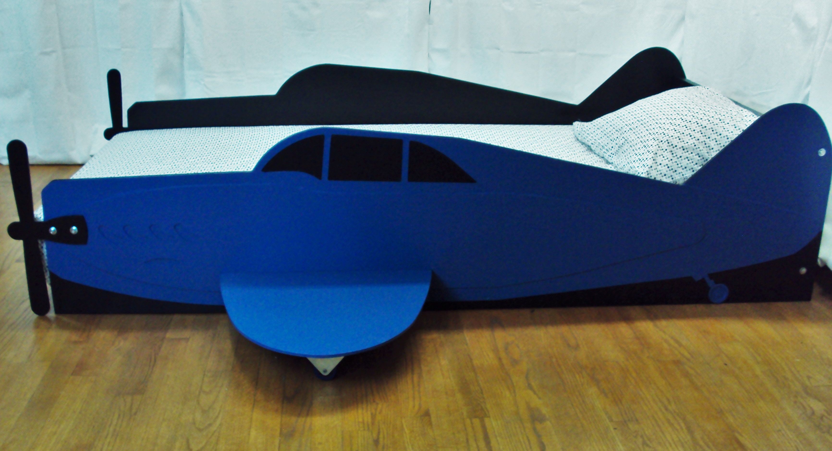 Hand Made Aircraft Twin Kids Bed Frame Handcrafted Propeller