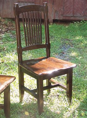 Custom Made Reclaimed Antique Oak Rustic Spindle Back Chairs