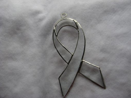 Custom Made Stained Glass Beveled Cancer Awareness Ribbon Light Catcher