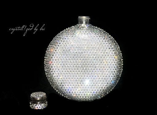 Custom Made Crystallized Flask Alcohol Container Round Bar Bling European Crystals Bedazzled