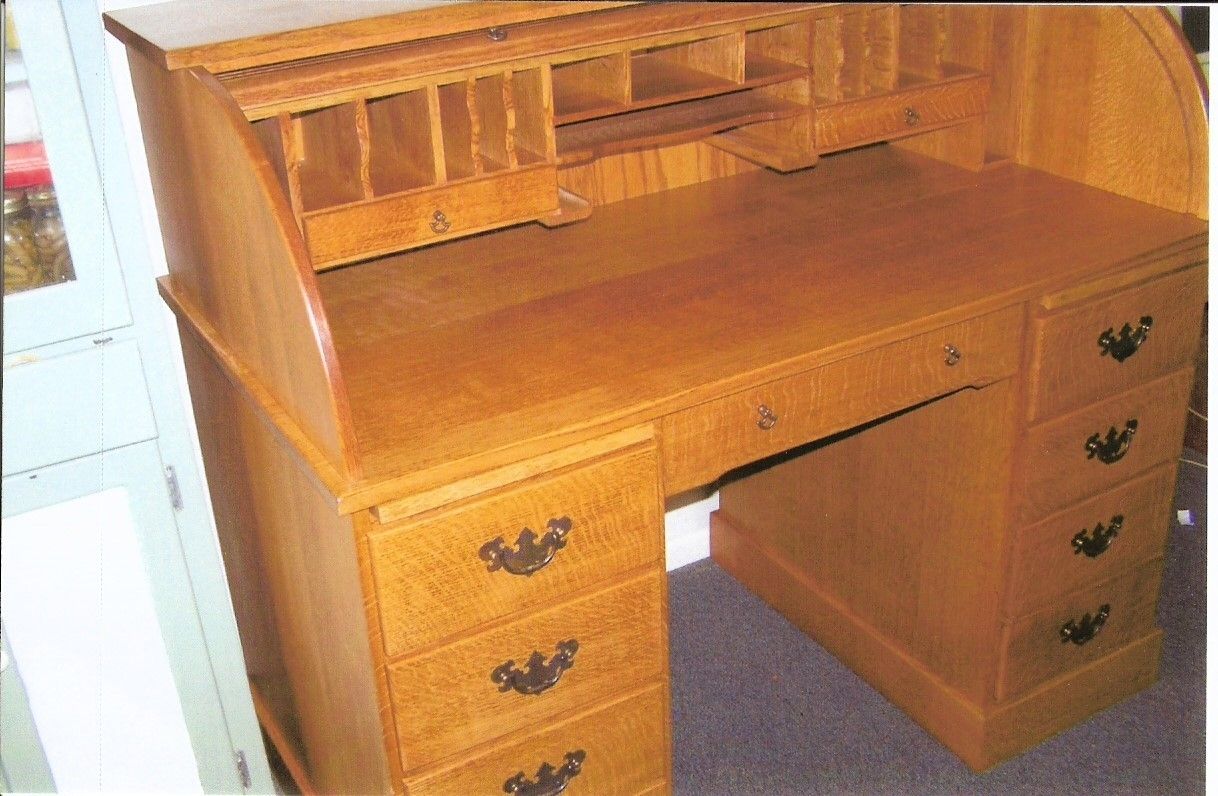 Hand Crafted Quarter Sawn Red Oak Rolltop Desk by New,Refurbish ...