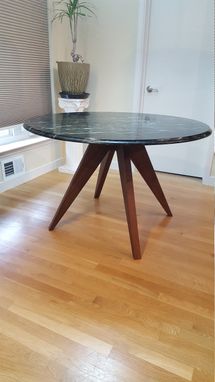 Custom Made Black Walnut Modern Table Base For 48 Inch Marble Tabletop