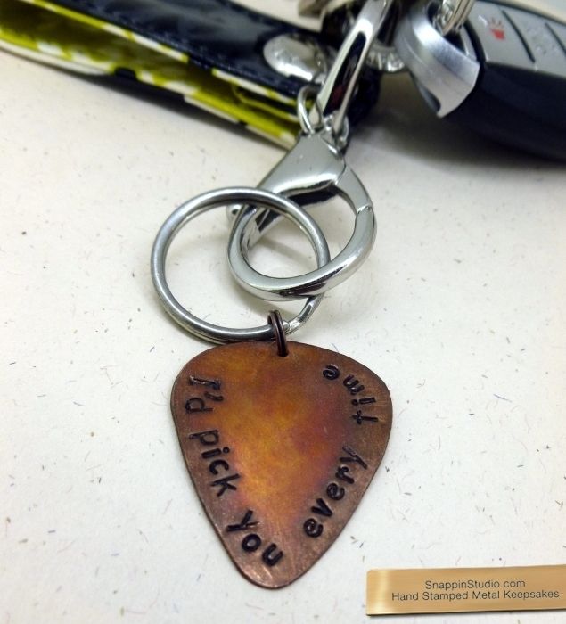 Handmade Guitar Pick Keychains by Snappin Studio