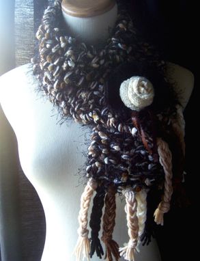 Custom Made Hot Fudge Sundae Scarf - In Brown,Tan, And Black / Knit Scarf, Gifts For Women