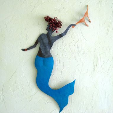 Custom Made Handmade Upcycled Metal Mermaid Wall Art Sculpture