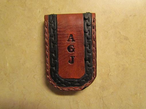 Custom Made Initials Leather Money Clip, Personalized With Your Monogram