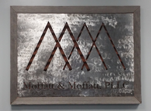 Custom Made Steel And Reclaimed Wood Office Sign