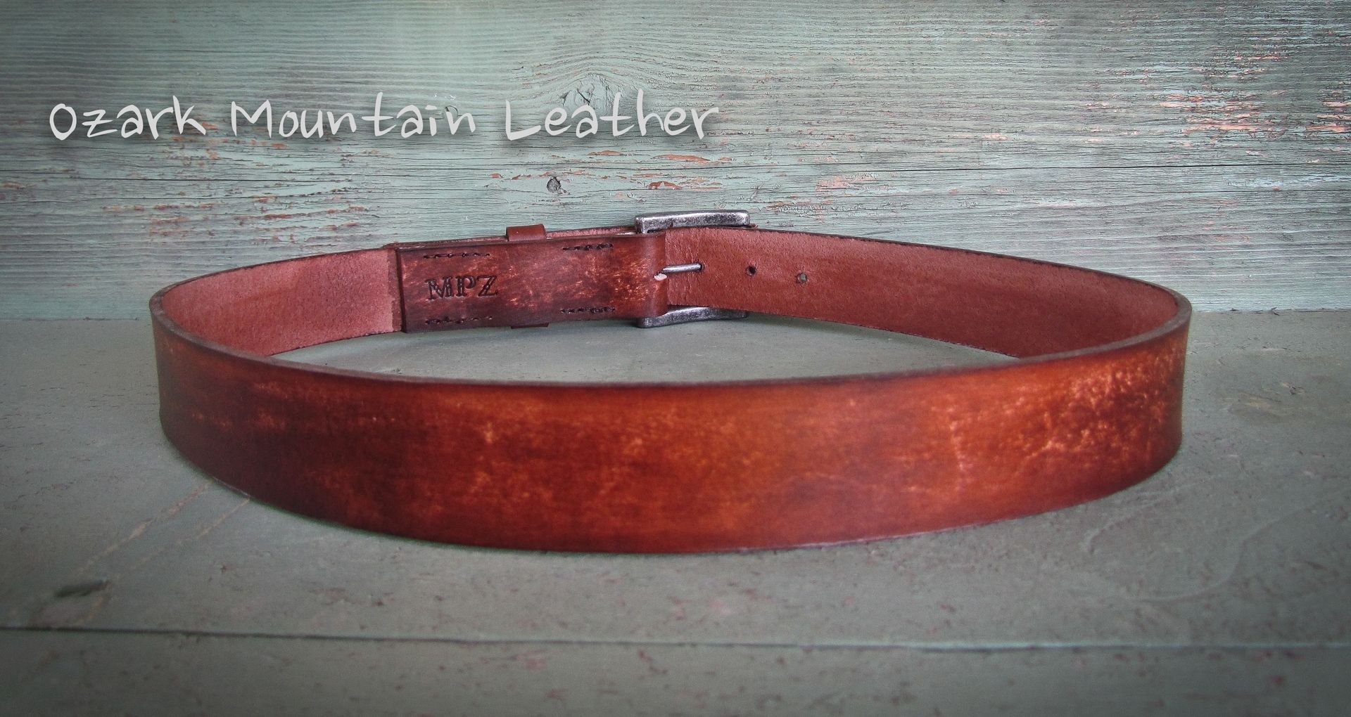 Buy Custom Rugged Brown Leather Belt, made to order from Ozark Mountain