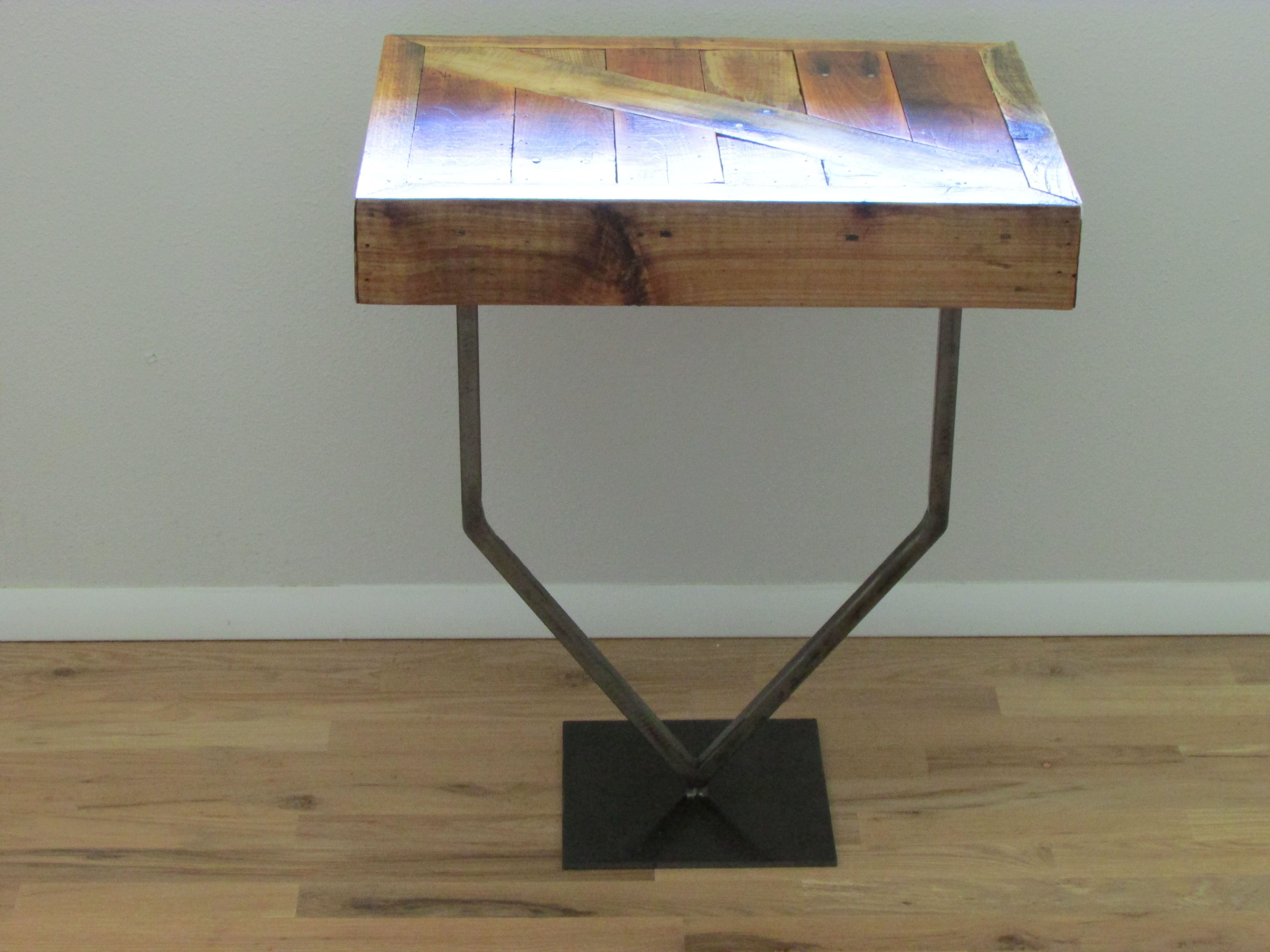 Custom Made Reclaimed Side Table by ConnectEDcreations Wood & Metal