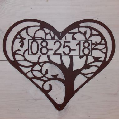 Custom Made Tree Of Life Heart W/ Date Steel Art