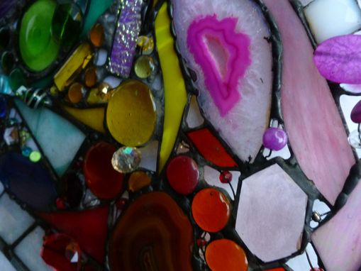 Custom Made Multicolored Abstract Chakra Harmony Stained Glass Panel