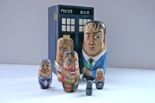 Custom Made Doctor Who Nesting Doll Set With T.A.R.D.I.S. Box
