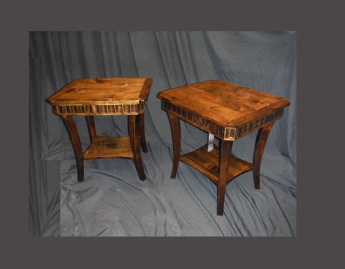 Custom Made Alder Side Tables With Walnut Stain And Carving