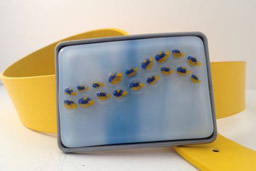 Custom Made Little Fish In The Sea Fused Glass Belt Buckle