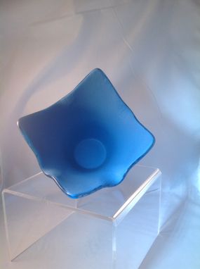 Custom Made Steel Blue Patterned Candle Holder