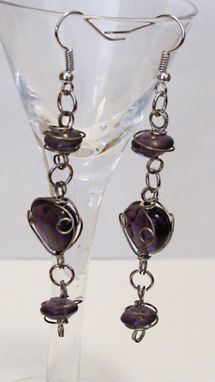 Custom Made Wire Wrapped Glass Bead Dangle Earrings