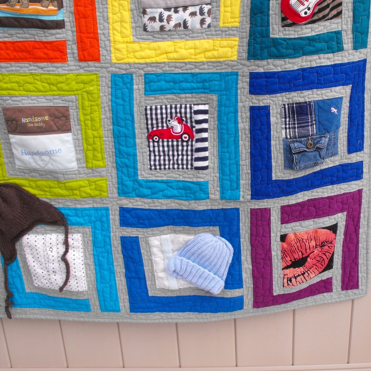 Hand Crafted Baby Clothes (TShirt) Memory Quilt Large Size Approx 48