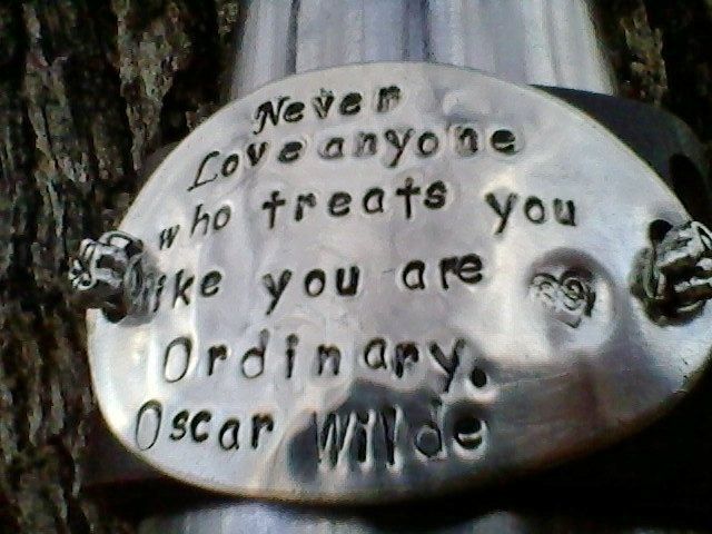 Custom The Wilde Truth Upcycled Belt Leather Cuff Oscar Quote Custom Made The Wilde Truth Upcycled Belt Leather Cuff Oscar Quote Hand