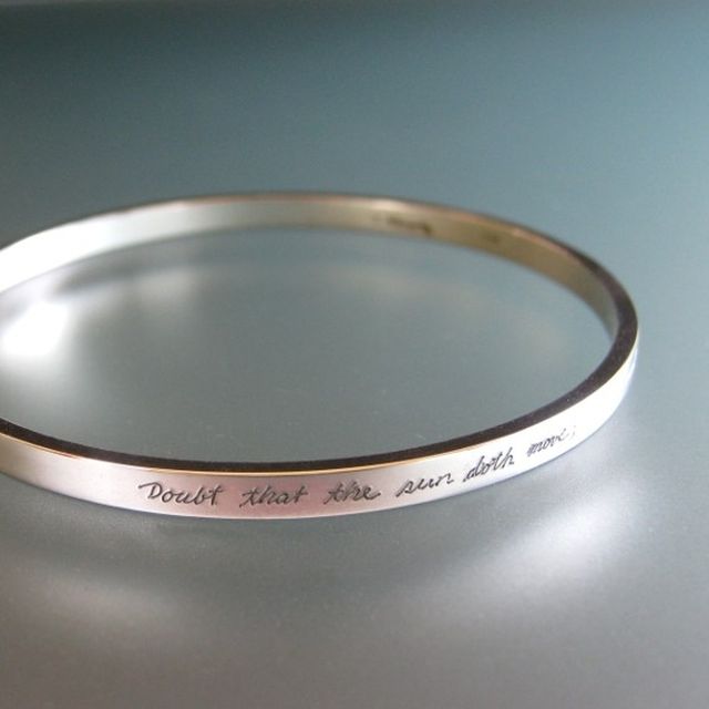 A Custom Personalized Sterling Silver Bangle Bracelet Engraved A Custom Personalized Sterling Silver Bangle Bracelet Engraved Made To Order From Tk Metal Arts Custommade