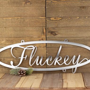 Custom Made Custom Family Name Oval Metal Sign, Laser Cut Steel, Last Name Sign, Personalized Metal Sign