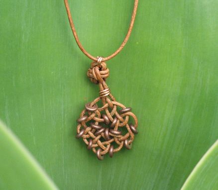 Custom Made Necklace And Pendant: Circle Of Life Knot In Brown With Copper Beads